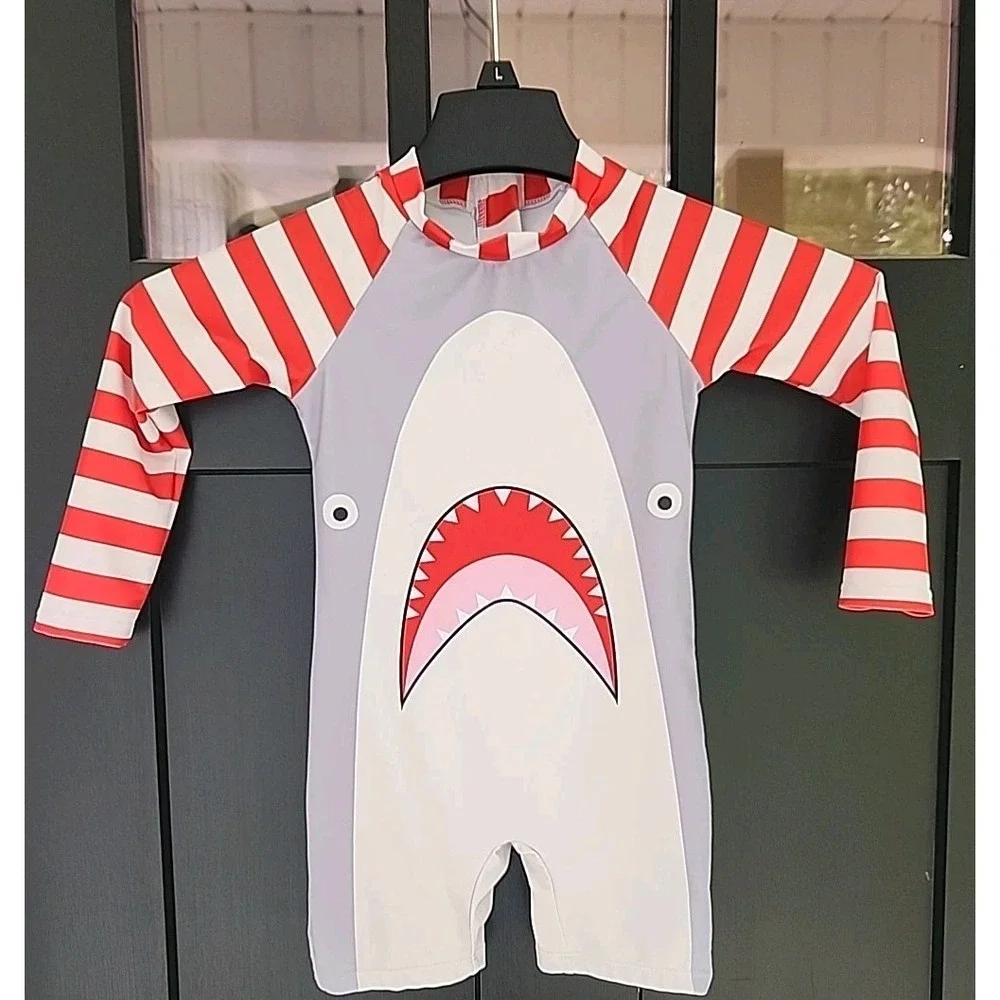 Coolmee Baby Boy‎ Swimsuit Shark Jumpsuit Quick Dry Sunscreen Surfing Swimwear